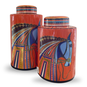 VASE CHEVAL ORANGE CYLINDER